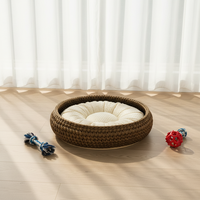 Lit pour animaux de compagnie en crochet de corde fait main sur mesure, lit doux en tricot pour chien, lit-caverne tubulaire géant en coton tricoté à la main pour chat