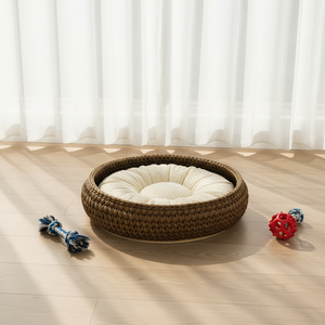 Lit <span class=keywords><strong>pour</strong></span> animaux de compagnie en <span class=keywords><strong>crochet</strong></span> de corde fait main sur mesure, lit doux en tricot <span class=keywords><strong>pour</strong></span> <span class=keywords><strong>chien</strong></span>, lit-caverne tubulaire géant en coton tricoté à la main <span class=keywords><strong>pour</strong></span> chat - Product Image 3
