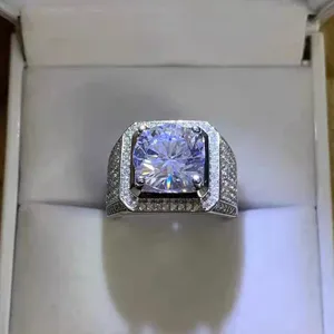 Anel de prata para homens, joias personalizadas de prata, anel banhado a ouro, anel de diamante esterlina 925 1ct de moissanite