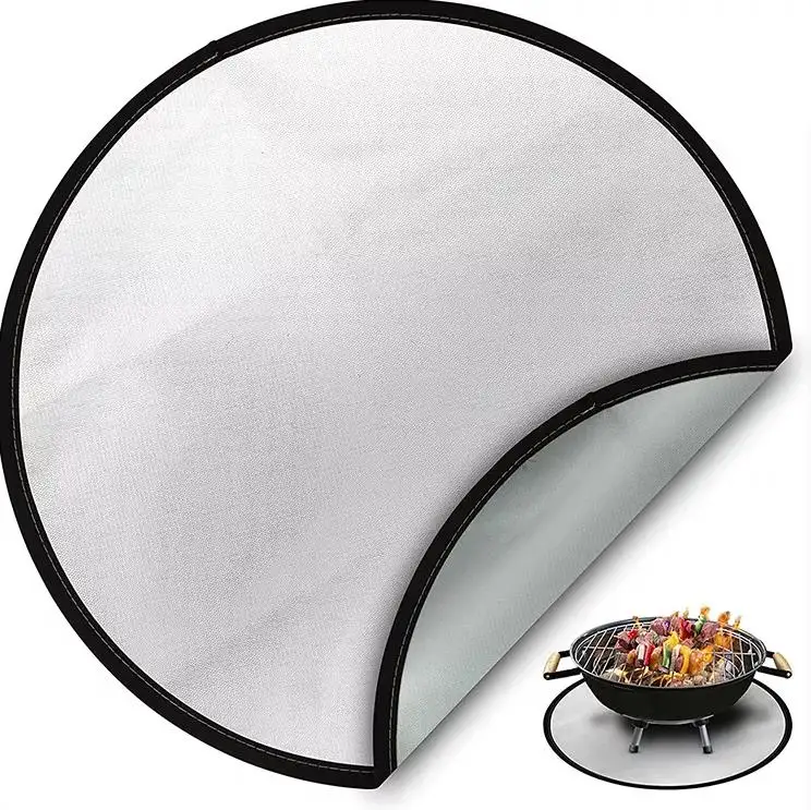 Tappetino per griglia per barbecue resistenza al calore facile da pulire in fibra di vetro nero carbonio impermeabile accessori bianchi copre tappetino rotondo per braciere