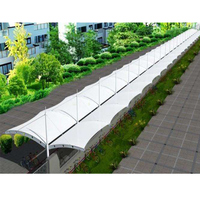 Cochera de Estacionamiento con Estructura Tensada de PVC/PVDF Personalizable, Impermeable y Autolimpiante, Resistente al Viento de 120 km/h, 15-30 m