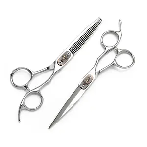 HS-0109 Silver Customized LOGO JAPAN 440C Stainless Steel Hair Cutting Scissors 6 Inch Salon Shears Scissors Hair Professional