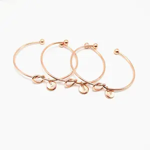 New Fashion Hot Rose Gold/Silver Knot Letter bracciale in metallo a forma di cuore braccialetti regolabili con polsini aperti placcati in oro semplice annodati