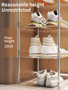 Meuble de rangement transparent pour chaussures d'entrée, multi-niveaux, sans installation, simple, en plastique PET, pour dortoir - Product Image 3