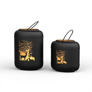 Accesorios para el Hogar, Juego de Faroles Navideños Colgantes, Diseño de Ciervos y Bosque, Impresión Láser, Portavelas de Hierro para Velas de Té, Precio Económico - Product Image 1