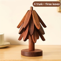 Sous-plats en bois personnalisés en forme d'arbre, sous-plats pour plats chauds, ensemble de dessous-de-plat en bois de hêtre et de noyer avec support
