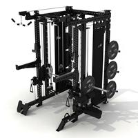 Máquina Smith con pilas de pesas, gimnasio en casa todo en uno, rack de sentadillas, sistemas duales de dominadas, máquina de cable cruzado, acero al carbono