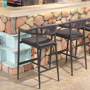 Mobilier de <span class=keywords><strong>Bar</strong></span> d'hôtel moderne, corde tissée à l'extérieur, tabouret de <span class=keywords><strong>Bar</strong></span> haut, <span class=keywords><strong>chaise</strong></span> de <span class=keywords><strong>terrasse</strong></span>, <span class=keywords><strong>chaise</strong></span> de <span class=keywords><strong>Bar</strong></span> extérieur - Product Image 2