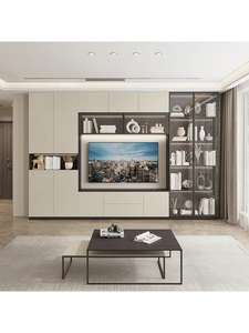 خزائن غرفة المعيشة مع تصميم مخفي أنيق لتخزين التلفزيون - Product Image 2