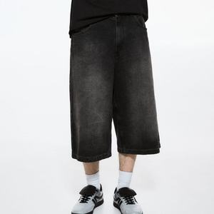 Wholesale Customized Oversized Cropped <b>Jean</b> <b>for</b> <b>Men</b> Vintage Wash Five Pockets Baggy Casual Fit Denim Shorts - Product Image 4