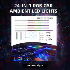 24-en-1 Bande LED RVB pleine couleur pour éclairage d'ambiance de voiture, 64 couleurs, universelle, intérieure, dissimulée, en acrylique, lampe d'ambiance symphonique - Product Image 2