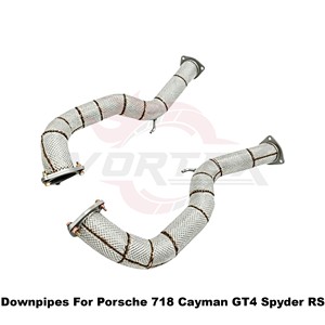 ท่อลงสแตนเลสสตีลประสิทธิภาพสูง Vortex สำหรับ Porsche 718 Cayman GT4 Spyder RS พร้อมแผ่นกันความร้อนสำหรับการปรับแต่ง - Product Image 2