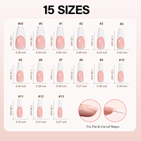OEM Long Coffin French Full Cover Gel Nail Tips 180pcs/Box 15 Sizes Pre-designed for Finger Nails Wholesale Salon Use