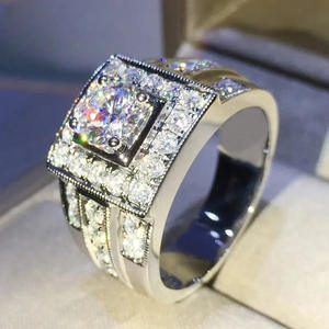 Bague en or blanc avec diamant taille princesse, pierre centrale en diamant naturel couleur D, pour femme, idéale pour les fiançailles - Product Image 1