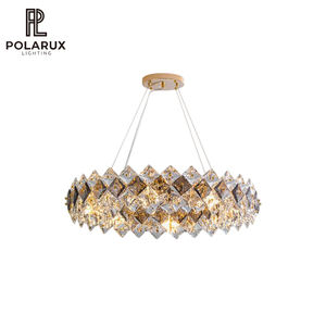 Lámpara de Araña Moderna de Metal, Hierro y Cristal de Alta Calidad para Sala de Estar, Comedor, Vestíbulo de Hotel, Diseño Redondo - Product Image 1