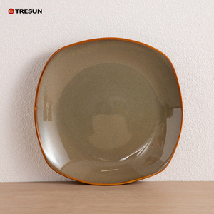 Assiette en grès céramique de luxe réactive émaillée de 10,5 pouces, prix de gros usine Chine, personnalisable OEM pour restaurant - Product Image 1