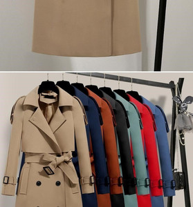 Moda <span class=keywords><strong>mujer</strong></span> abrigo <span class=keywords><strong>de</strong></span> moda con cinturón <span class=keywords><strong>de</strong></span> alta calidad Casual <span class=keywords><strong>mujer</strong></span> doble botonadura gabardina abrigos adelgazantes - Product Image 5