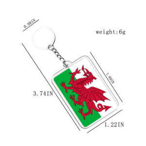 Gantungan kunci bendera <span class=keywords><strong>Welsh</strong></span> 3x4.3cm latar belakang merah lencana naga hijau elemen Eropa gantungan kunci fitur liontin - Product Image 2