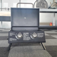 Portable 2 Brûleurs Propane Barbecue Gaz Barbecue De Table Grill avec Pieds Pliables pour Camping En Plein Air Patio