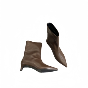 2025 Summer Boots Simple Elegant All-Season Solid Color Low Heel Soft Leather Short Sleeves - Product Image 5