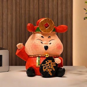 Top Rhyme God Of Wealth Figurine Resin Decor Chinese New Year Desktop Ornament Holiday Gift Handmade Molded Sculpture - Product Image 2