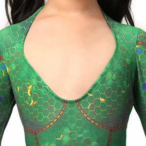 Costume de Cosplay Mera pour enfants filles, combinaison verte intégrale pour spectacle sur scène, 8-13 ans, matériau en Polyester - Product Image 3