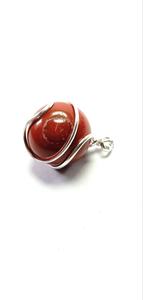 High quality red jasper <b>sphere</b> Wire Wrapped Pendant Classic Style Quartz <b>Crystal</b> ball Gemstone Necklace Healing Stone wholesaler - Product Image 5