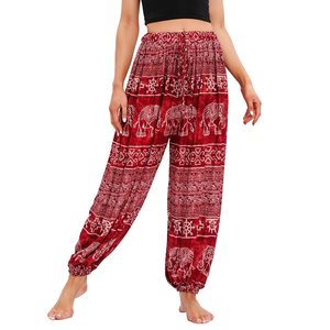 Pantalon de <span class=keywords><strong>yoga</strong></span> bohème avec logo personnalisé pour femmes Leggings de <span class=keywords><strong>yoga</strong></span> taille haute avec motifs floraux de danse <span class=keywords><strong>Thai</strong></span> confortable Boho Harem Pa imprimé Bloomer pour filles - Product Image 3