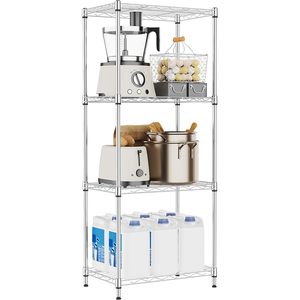 MZG Home Narrow Space 4 Tiers <b>Shelf</b> Metal Storage <b>Shelves</b> <b>Wire</b> Utility Rack for Garage Kitchen Bathroom Laundry - Product Image 3