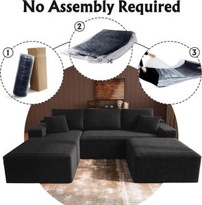 Sofá Modular Cloud <span class=keywords><strong>Couch</strong></span> 3 Peças, Chaise Reversível, Puff, Assento Profundo em Corduroy para Idosos e Crianças - Product Image 3