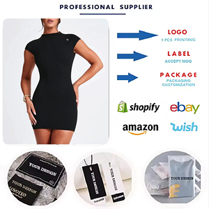 Spedizione veloce <span class=keywords><strong>nero</strong></span> abiti stretti corti da donna grandi senza schienale per donne eleganti Sexy - Product Image 6
