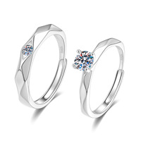 Bague de couple en argent S925 avec moissanite, breloques de luxe pour femme, bijoux de fiançailles, de mariage et de promesse