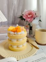 Bougie parfumée réaliste en forme de gâteau nu, faite à la main en cire de soja, avec fruits simulés, décoration d'intérieur, cadeau créatif
