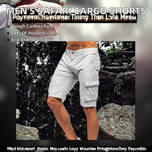 กางเกงขาสั้นผ้าแคนวาสลำลองสำหรับผู้ชาย ระบายอากาศได้ดี เอวกลาง ทรงซาฟารี มีกระเป๋าหลายช่อง เหมาะสำหรับเดินป่าและล่าสัตว์ - Product Image 3
