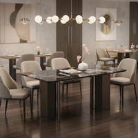 Ensemble de table à manger carrée moderne de luxe italienne avec plateau en marbre naturel 6 places pour la maison et les restaurants