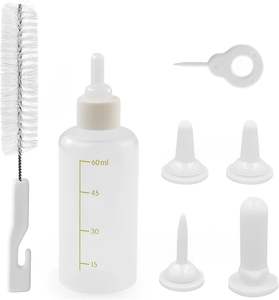 Kit Botol Menyusui Hewan Peliharaan untuk Kucing dan Anjing, Mangkuk Susu Silikon dengan Dot untuk Anak Kucing, Anak Anjing, Kelinci yang Baru Lahir - Product Image 1