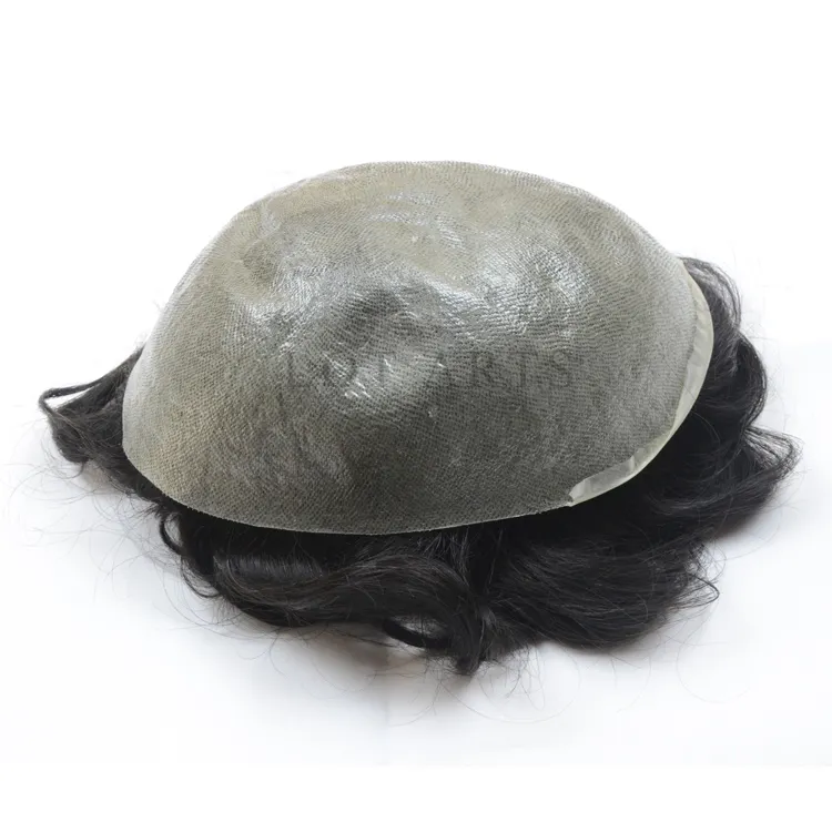 Оптовая продажа, индийские человеческие волосы remy, супер тонкая кожа (толщина 0,02-0,04), дешевый парик для мужчин