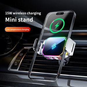 Chargeur de <span class=keywords><strong>voiture</strong></span> sans fil universel JEDI Mini, léger, multifonctionnel, avec rotation à 360°, 15W, support <span class=keywords><strong>lumineux</strong></span> RGB - Product Image 2
