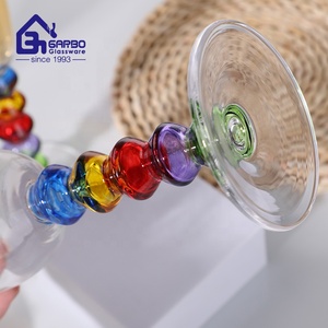 Copa de vino vintage con tallo colorido para catering o copas de champán de boda copas hechas a mano de gama alta - Product Image 4