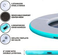 PF Nueva colección Muelle de malla circular personalizado Isla flotante Hamaca inflable Piscina del océano para la venta