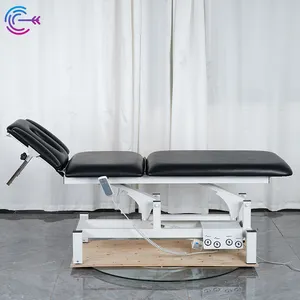 Cama cinza de luxo para salão de beleza médica, cama elétrica de 3 motores para massagem facial moderna