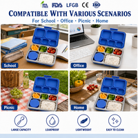 Boîte à lunch bento en acier inoxydable 304, 5 compartiments, anti-fuite, sans BPA, de qualité alimentaire, pour adultes et enfants, OEM personnalisé