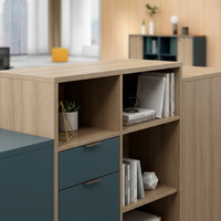 Escritorio Ejecutivo Moderno con Partición de Almacenamiento, Mesa para CEO/Gerente, Madera de Grado E1 con Acabado en Veta de Madera, Muebles de Oficina