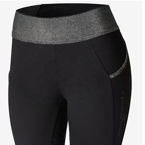 Leggings d'équitation extensibles pour femmes, couleur acier, avec patchs de genou imprimés en silicone 3D, 2 poches pour téléphone, respirants, antibactériens, taille mi-haute - Product Image 3