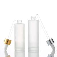 Bouteille gouttes d'eau en verre à épaules plates et givrées, 20ml-100ml, 30 pièces, dessins personnalisés, vente directe d'usine