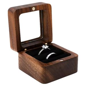 Wooden Jewelry Box Square <b>Ring</b> <b>Storage</b> Gift Box With Lids For Wedding Diamond <b>Rings</b> - Product Image 5