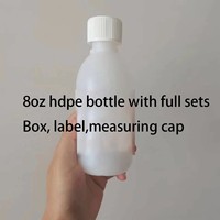 Bouteille vide de couleur blanche 250ml 8oz en plastique HDPE givré Crc inviolable avec étiquette rouge Portugal et boîte avec point mort