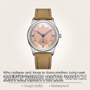 Reloj mecánico con pantalla de esfera analógica automática para hombre, esfera estéril de 38mm, de 22mm ancho de banda, banda de cristal resistente al agua, cuero - Product Image 5