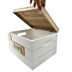 Ensemble de 3 boîtes de rangement en bois blanches empilables avec couvercles et poignées, boîte décorative pour la maison, pour l'organisation du salon et de la chambre - Product Image 4
