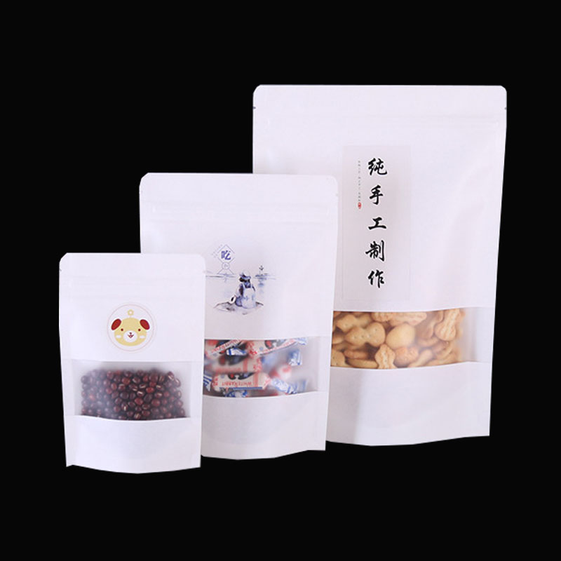 In Stock Papiertuten Kraft Brown Paper Bag With Window and Heat Seal Kraft Paper Ziplock Bags Kraft Paper Bags With Your Ow